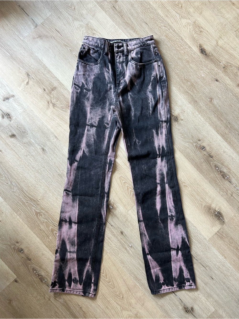 Alexander Wang Black and Purple Tie-Dye Straight-Leg Jeans